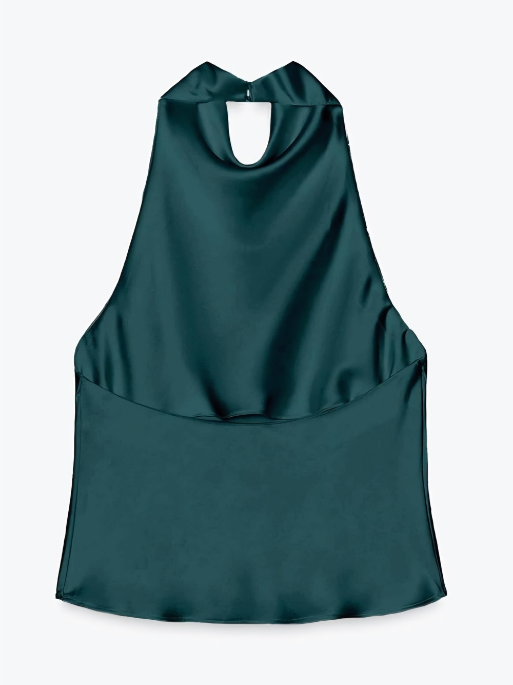NWT Satin Halter Tank Top Size Large | Elegant Draped Neck Summer Blouse - Picture 5 of 5